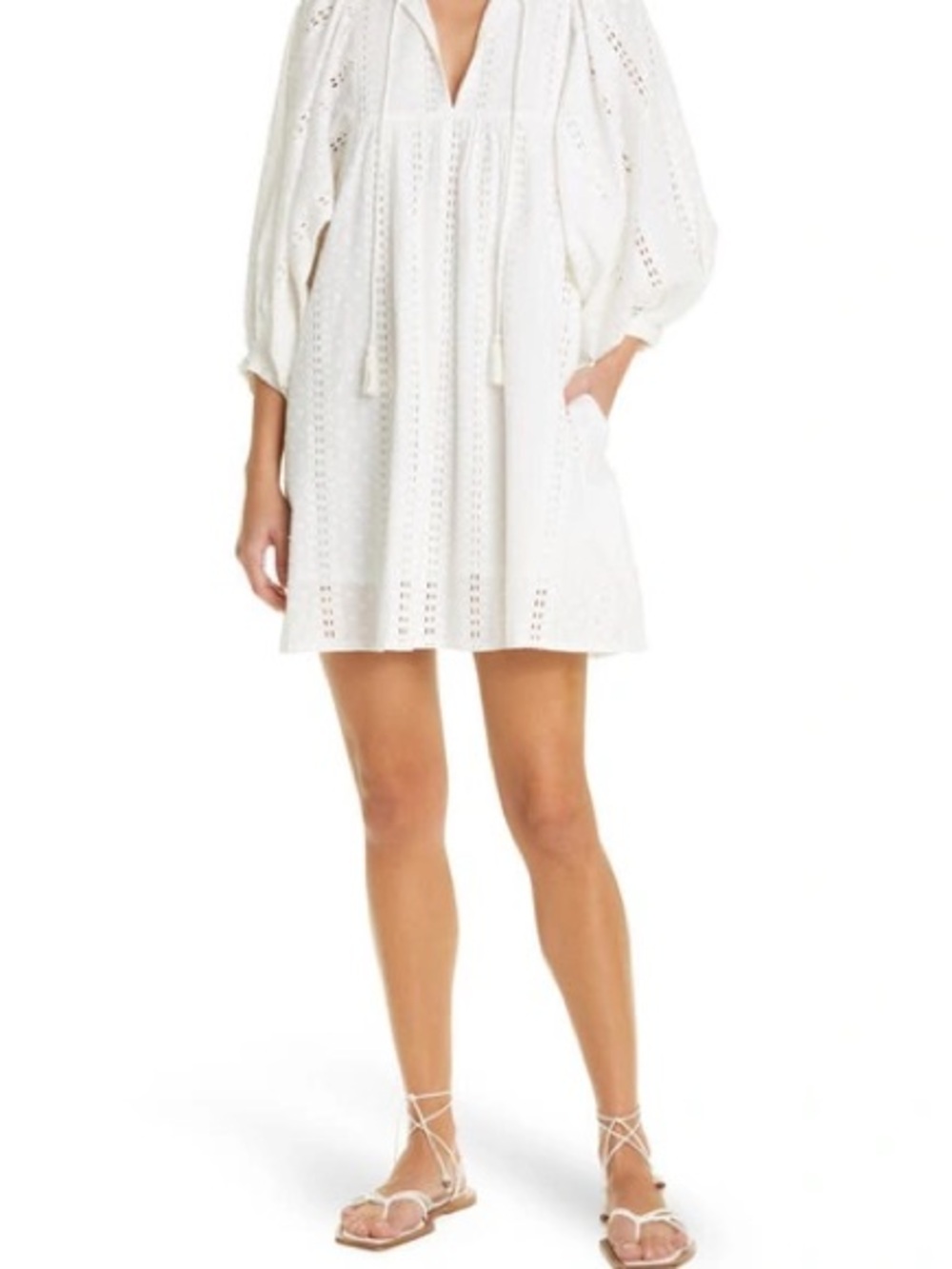 Daisy Eyelet Tunic Dress with Tassel Tie